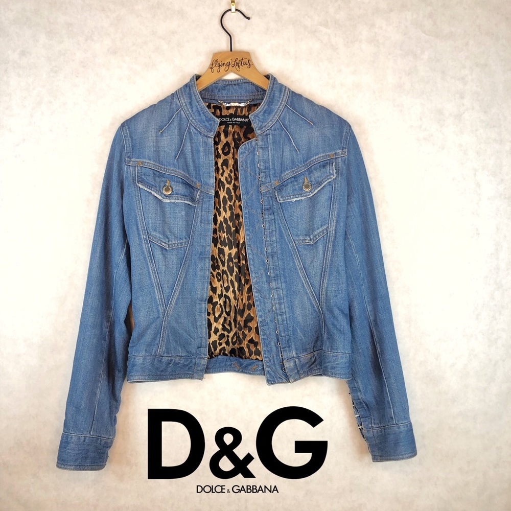 DOLCE & GABBANA | Denim Jacket w/ Leopard Print